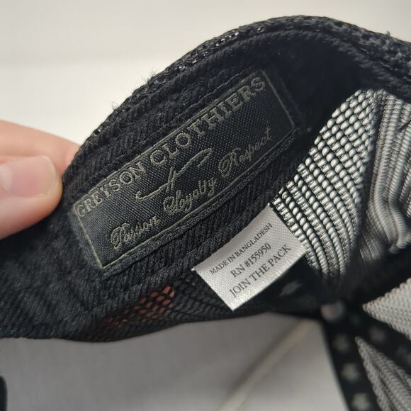 Greyson Clothiers Snapback Mesh Back Trucker Hat Black Embroidered Wolf Logo - Picture 9 of 10